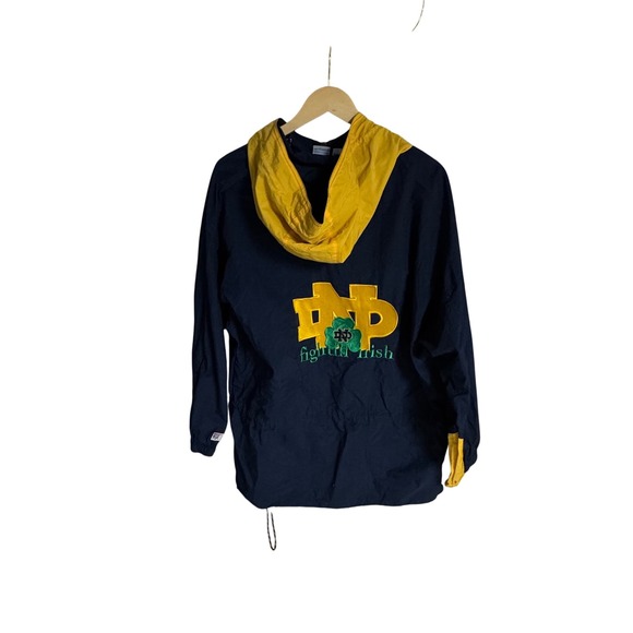 The Game Notre Dame Fighting Irish Quarter Zip Pullover Jacket Navy Yellow Large - Picture 3 of 9